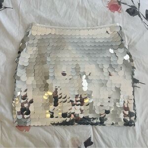 H&M Silver Sequin Mini Skirt